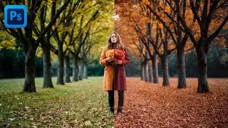How  to Create spring to autumn effect in Photoshop Tutorial #photoshop #springtoautumn #grafixtube
