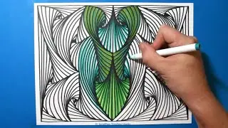 Line Illusion #15 / Curative 3D Pattern / Relaxing Spiral Drawing / Color Art Therapy