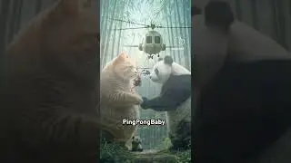 Cat and  panda friendship 🐼 #cat #panda #ai #cute