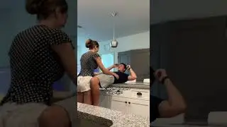 putting my husband on the counter to see his reaction #shorts