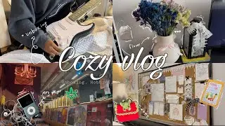 cozy vlog . ݁₊ ⊹| Unboxing my first guitar, haul, mp3 player, crochet ⋆｡𖦹&deg;⭒˚｡⋆