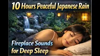 10 Hours Peaceful Japanese Rain 🌙🍵 Fireplace & Water Sounds for Sleep