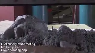 MAGQUIP Belt magnet testing for tramp iron with Magnetite ore