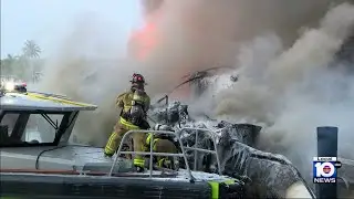 Flames rip through multiple yachts in Sunny Isles Beach