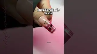 🍒how to do Cherry Plaid Nail Art Tutorial 💅🏻✨#plaidnails #cherrynails #nailtutorial #nailseries