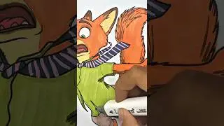 Nick Wilde Coloring 🦊 Zootopia Coloring Pages #youtubeshorts #kids #zootopia2 #animals #fun #trend
