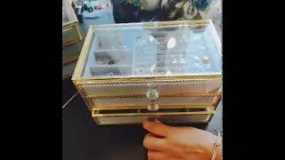 Free Shipping Metal glass jewelry cosmetics storage box  3 layers NI-TB015