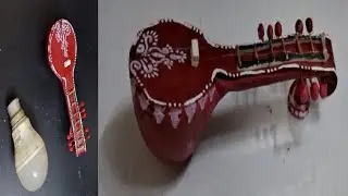 miking Veena from waste LED bulb 💡 | How to make Saraswati Veena | Indian instruments