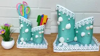 DIY Desktop Organizer From Waste Material | best Out Of waste ideas- Waste  bottle ideas