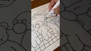color half a page and send it to a friend to color the other half 🩷 #coloring #hobbies #crafts