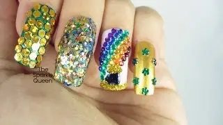 St. Patty's Day - Pot of Gold - Rainbow - Glitter Nail Art -  NAILS IN MOTION NIM