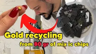 Recovering 24k Gold From 80gr IC Chips, With Kimiagar&rsquo;s Gold Stripping Agent Powder