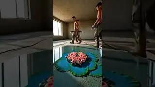 GLOWING LOTUS POND Epoxy Floor transformation🔥😍🌸