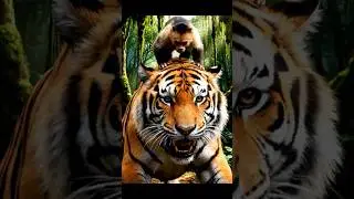 fake tiger😂😂  #dog #tiger #wildlife #AIshorts #cinematic #protect  #aistory #faketiger #monkey