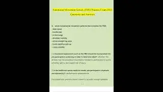 FUNCTIONAL MOVEMENT SCREEN FMS PRACTICE EXAM QUESTIONS AND ANSWERS 2023 VERIFIED ANSWERS BY EXPERT