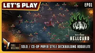 HELLCARD | EP01 | Game Play | Let's Try | Paper Style - DeckBuilding Roguelite - Co-Op or Solo