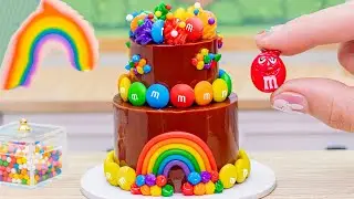 Mini Rainbow Cake Recipe | How to Make Miniature Buttercream Cake With M&M and Chocolate 🎂🌈🍬