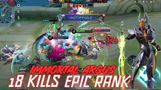 ARGUS 18 KILLS Epic Rank 😈 | Immortal Argus Rampage #mobilelegends #mobalegends #gaming #lizardmlbb 