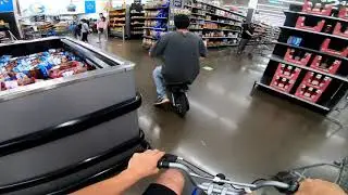 Wheelies in walmart on razor mx350