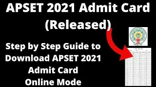APSET 2021 Admit Card (Released) - How to Download AP SET 2021 Admit Card Online Mode