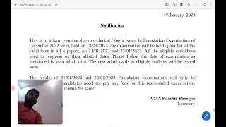 CMA Foundation Exam Rescheduled