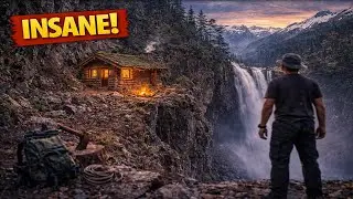 Cliffside Waterfall Shelter Build 🌊🏔️🏕️ Living Beside a Romantic Falls (Start to Finish)