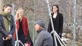 Swan Mills family  on set