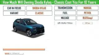 Skoda Kylaq Classic Ownership Cost - Price, Service Cost, Insurance (India Car Analysis)