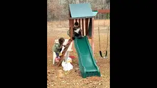 Kids with chickens 🐓 #slides #chicken #kids #kidsvideo