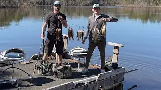 Catching Sac-Au-Lait SLABS from a Homemade Pontoon Boat in a Louisiana Lake {~Catch Clean Cook~}