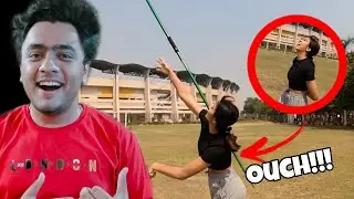 THROWING JAVELIN FOR THE FIRST TIME (SHE GOT HURT)
