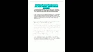 EC6 Math Practice Test Questions with 100 Verified Correct Answers 20252026417
