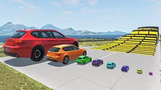 Big & Small Cars vs Growing Speed Bumps - BeamNG.Drive #2