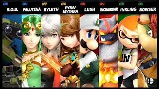 R.O.B. and Palutena VS Byleth and Pyra / Mythra VS Luigi and Incineroar VS Inkling and Bowser Smash