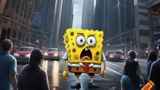 SpongeBob Lost in the Human World 😱 | Cartoon Meets Reality | AI Movie