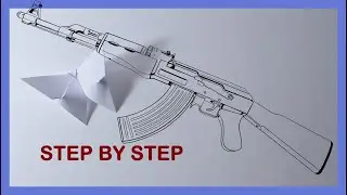 How To Draw AK-47 - Step By Step Tutorial detailed \\ complex