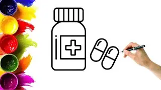 How To Draw a Toy Medicine Bottle EASY For Kids | Como desenhar um vidro de rem&eacute;dio para crian&ccedil;as