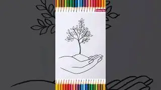 beautiful hand plant drawing 😍#viral #trending #plants #handmade #love #heart #art #drawing #draw