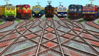 🎈7 Trains Crossing At Bumpy Curves Railroad Tracks | steam trains for toddlers on youtube 
