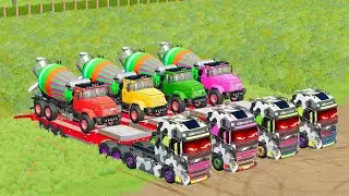 ALL Mixer Trucks with Double Flatbed Trailer | Scania & Mercedes | FS22 Mods #689