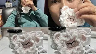 Cute mini sheep crochet bag charm cum earpod cover