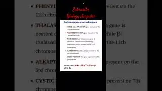 #autosomalrecessivediseases #sicklecellanemia #phenylketonuria #thalassaemia #biologyimpulse