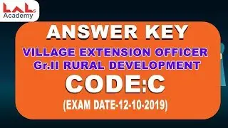 Kerala PSC EXAM(12-10-19) -VEO Gr.II RURAL DEVELOPMENT-Answer key CODE-C| VEO | Lal's Academy