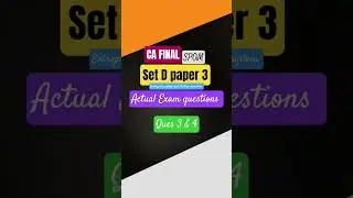 SPOM SET D PAPER 3 |ENTREPRENEURSHIP AND STARTUP ECOSYSTEM| ACTUAL EXAM QUESTIONS #cafinal  #spom
