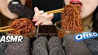 ASMR BLACK FOOD (OREO ICE CREAM, MOCHI, BLACK BEAN NOODLES, JELLY, LICORICE) 리얼사운드 먹방 | Kim&Liz ASMR