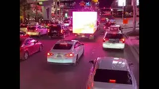 Riding the Bus down Vegas Strip At Night
