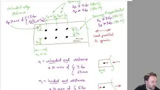 Bolted Wood Connection Example 2 - Part 1 Geometry, Spacing and Yielding