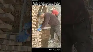 Building Arched Cave Homes with Red Bricks: Ancient Techniques Alive! #shorts #viral #trending #fyp