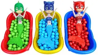 Satisfying Video l Wrong Heads Rainbow Colors Candy Mixing with Pj Masks Cutting ASMR #19