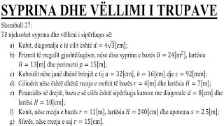 Shembull 27 - MATEMATIKË (Syprina dhe vëllimi i trupave)